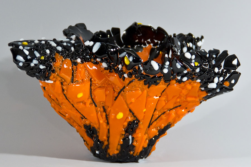 monarch butterfly fused glass vase
